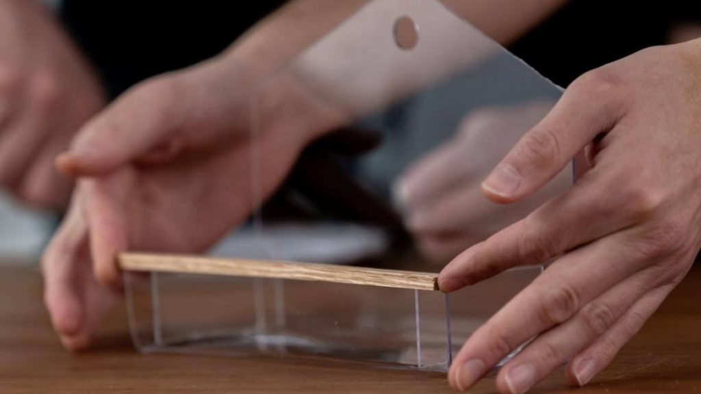 attaching wood to plexiglass
