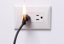 electrical outlet on fire